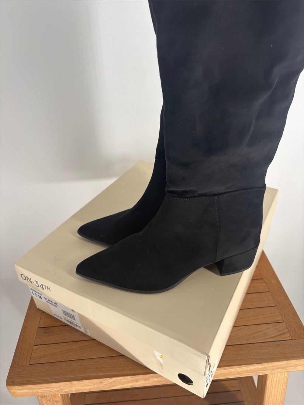 New On 34th GABRIELLAAF Women’s Black Suede Knee-High Boots SIZE 6.5M - Picture 5 of 7